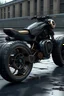 Placeholder: An advanced motorcycle with four wheels and a turbo jet on the back