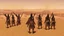 Placeholder: desert, comic style warriors from behind