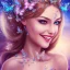 Placeholder:  beautiful face princess fairy smiling with sparkle jewel bikini and butterflies in hair