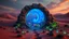 Placeholder: A mystical portal in the middle of a desert, where swirling blue energy leads to a vibrant alien jungle filled with bioluminescent plants. Beautiful award-winning colour photograph, rule of thirds, balanced delightful composition, perfect lighting, superb detail, 16k render