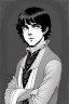 Placeholder: black hair freckles blue eyes young wizard beardsley