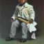 Placeholder: African American baby boy musician with black piano modern art by monet