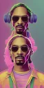 Placeholder: Snoop dogg, sitting. a chair. pink houses, pink sky, pink smoke, trees, outdoors. Groove street. 28mm