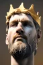 Placeholder: Ultra Realistic image, Roman sculpture, white marble material, Lionel Messi, gold crown of natural thorns, god crown, gold veins, Renaissance style, sun rays background, waist up portrait, epic, celestial, cinematic lighting, God lights, 4k resolution, smooth details, soft lighting, unreal engine 5, art station, substance 3d.