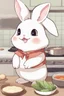 Placeholder: Cute chubby bunny floppy ears adventurer dnd cooking art realism