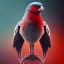 Placeholder: A beautiful portrait of a cyborg bird red color scheme, high key lighting, volumetric light high details psychedelic background