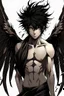 Placeholder: Anime man with black wings realistic