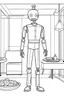 Placeholder: ""Robot Butler Service: Your Personal Assistant in the STAR Hotel of 2050." each unique, flat vector, full view, only draw lines, clean line art, –no sketch, white background, minimalistic black lines, minimal black color, coloring page, thin black line art, perfect shape, perfect clear lines,