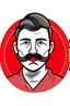 Placeholder: Logo drawing of a man with red stripes With a big mustache