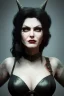 Placeholder: Amy Dumas as evil queen in black leather, leather, busty, cleavage, angry, rage, stern look. character design by cory loftis, fenghua zhong, ryohei hase, ismail inceoglu and ruan jia. unreal engine 5, artistic lighting, highly detailed, photorealistic, fantasy