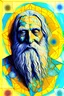 Placeholder: Portrait of Moses the patriarch in a zen happy mood the desert fantasy with sacred geometry, use the sun flowers colours of van gogh, in a caran d ache pencils