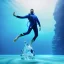 Placeholder: yoga diver before diving into pool of ice, glass tower background, Menzoberranzan,4k, Highly Detailed, perfect eyes, Digital Illustration, Cinematic Lighting, Realistic, Sharp Focus, Centered, Beautifully Lit, Bioluminescent by Stanley Artgerm Lau