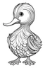 Placeholder: outline art for a cute duck coloring page, white background, Sketch style, full body, only use outline, Mandala style, clean line art, white background, no shadows and clear and well
