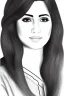 Placeholder: Pencil sketch of Young woman , nurse , Arab features,sad, long wavy hair, full body، on lined paper