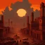 Placeholder: An illustrative depiction of a sprawling empire in decline, overwhelmed by its own grandiosity. Imposing structures, once symbols of power, now lie half-abandoned, their facades peeling off, revealing the crude bricks and mortar beneath. In the backdrop, an unsettling sunset paints the sky in ominous shades of orange and red, a metaphor for the end of an era. In this detailed image, the harsh reality of the empire's downfall is brought to life with a touch of poignant beauty.