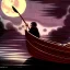 Placeholder: Charon in his boat on the river Styx, red black purple colours, 8k, high definition, fantasy art