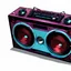 Placeholder: boombox, old school, album cover, speaker comic book style, marvel