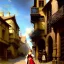 Placeholder: fullbody portrait 'beautiful busty medieval woman on street in medieval city',corset,painting by gaston bussiere, greg rutkowski, yoji shinkawa, yoshitaka amano, tsutomu nihei, donato giancola, tim hildebrandt, oil on canvas, cinematic composition, extreme detail,((fit full head inside picture)),32k