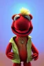 Placeholder: Waist up muppet Portrait, Nicolas maduro us muppet doll, Venezuelan president, tracksuit red blue and yellow, mustache, photo studio, red background, unreal engine 5, concept art, art station, ray tracing, lumen lighting, ultra detail, volumetric lighting, 3d.