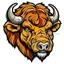 Placeholder: angled view of the head of a bull bison buffalo, sports mascot style