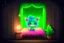 Placeholder: bioluminescent chibi cat fairy in a bedroom in starshine, mist