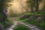 Placeholder:  winding stone path lit river