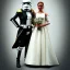 Placeholder: Portrait photo of a storm trooper with his beautiful wife on his wedding day
