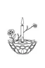 Placeholder: outline art for square Human Heart Candles Ikebana coloring page for kids, classic manga style, anime style, realistic modern cartoon style, white background, sketch style, only use outline, clean line art, no shadows, clear and well outlined