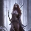 Placeholder: horner Woman witch in the dark forest