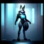 Placeholder: a fox fursona, darker colors, master quality, backlighting, soft lights, full body portrait, in frame, 8k, perfectly drawn face, well drawn, realistic, humanoid, furry, cyberpunk, digitigrade legs, fur, female