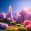 Placeholder: Blue cristal tower in a flowery countryside, glitter pink in a galactic ambiance, delicate colors in the foreground, full of details, smooth, light effect，vaporwave colorful, smooth, extremely sharp detail, finely tuned detail, ultra high definition, 8 k, unreal engine 5, ultra sharp focus