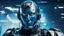 Placeholder: uomo bionico androide umanoide con volto in divisa militare blu space force