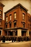 Placeholder: Create an atmospheric depiction of Ford's Theatre in Washington, D.C., on the evening of April 14, 1865. Capture the historical ambiance and the anticipation of the audience as they gather for the play "Our American Cousin