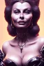 Placeholder: Sophia Loren as evil queen in black leather, cleavage, angry, stern look. character design by cory loftis, fenghua zhong, ryohei hase, ismail inceoglu and ruan jia. unreal engine 5, artistic lighting, highly detailed, photorealistic, fantasy