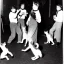 Placeholder: Old Creepy photo of new years eve cats dancing