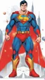 Placeholder: Superman in an advanced, decorated cosmic suit. The background is destroyed buildings and a sky colored with stars, planets and spaceships