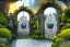 Placeholder: intricate ornate gate, garden, path, flowers, fine detail, high quality, Futurism,