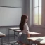 Placeholder: Study girl in classroom ,movie, real photo realistic, unreal engine, cinematic lighting --ar 1:1 creative