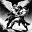 Placeholder: [comic book art by Sam Keith and Bernie Wrightson] Jacob wrestling with angel