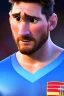 Placeholder: Realistic Portrait, American shot view, Messi, Argentina player dress, 3d, frozen style