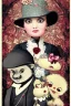 Placeholder: Painting, beautiful stunning lady skin-tight afro-victorian peakyblinders asianbabygirl style of wwe mad magazine the secret of nimh sanrio