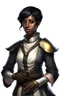 Placeholder: Female twilight cleric with black short hair and dark skin