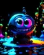 Placeholder: pixar 3d animation style, ((happy)), fluid form, ink drizzle, adorable and cute, photorealistic cg, 3D concept art, bright, fantastical black colour background, playful, soft smooth lighting, white cartoon eyes, highly detailed, stylised and expressive, sharp, wildly imaginative, skottie young, bold, colourful, neon graffiti, dark pop surrealism, rainbow coloured sprinkles, rainbow coloured pop candy, chocolate toppings, smooth texture, cgsociety, Maya render