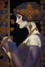 Placeholder: Ethereal, enchanted, enigmas, Whispered by shadows, sipping on stardust. Ethereal, enchanted, enigmas, Laugh at the light, dance in the dusk. Modifiers: colourful Gothic goth Gustav Klimt Maxfield Parrish Maxfield Parrish Tamara de Lempicka anatomically correct filigree patchwork