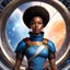 Placeholder: Melissa James afro metisse from The Wheel of Time (2021) is a space explorer, she floats in zero gravity