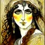 Placeholder: Beautiful woman gypsy shaman with big brown eyes, Subdued lighting. Muted color palette. Modifiers: elegant intricate very attractive beautiful award winning fantastic view hyperrealistic ultra detailed high definition matte background watercolor Arthur Rackham Gustav Klimt pen and ink Johannes Vermeer Aubrey Beardsley