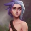 Placeholder: a gorgeous adventurer princess in a revealing dress by a fantasy waterfall