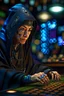 Placeholder: ninja witch at narcicist bingo, photo-realistic, shot on Hasselblad h6d-400c, zeiss prime lens, bokeh like f/0.8, tilt-shift lens 8k, high detail, smooth render, down-light, unreal engine 5, cinema 4d, HDR