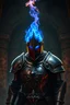 Placeholder: Knight in dungeon, Head burn blue fire, 4k, avatar