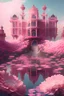 Placeholder: A very large palace made of flowers with a pink river